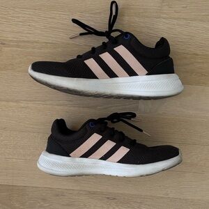 Adidas Black Sneakers with Pink Stripes
